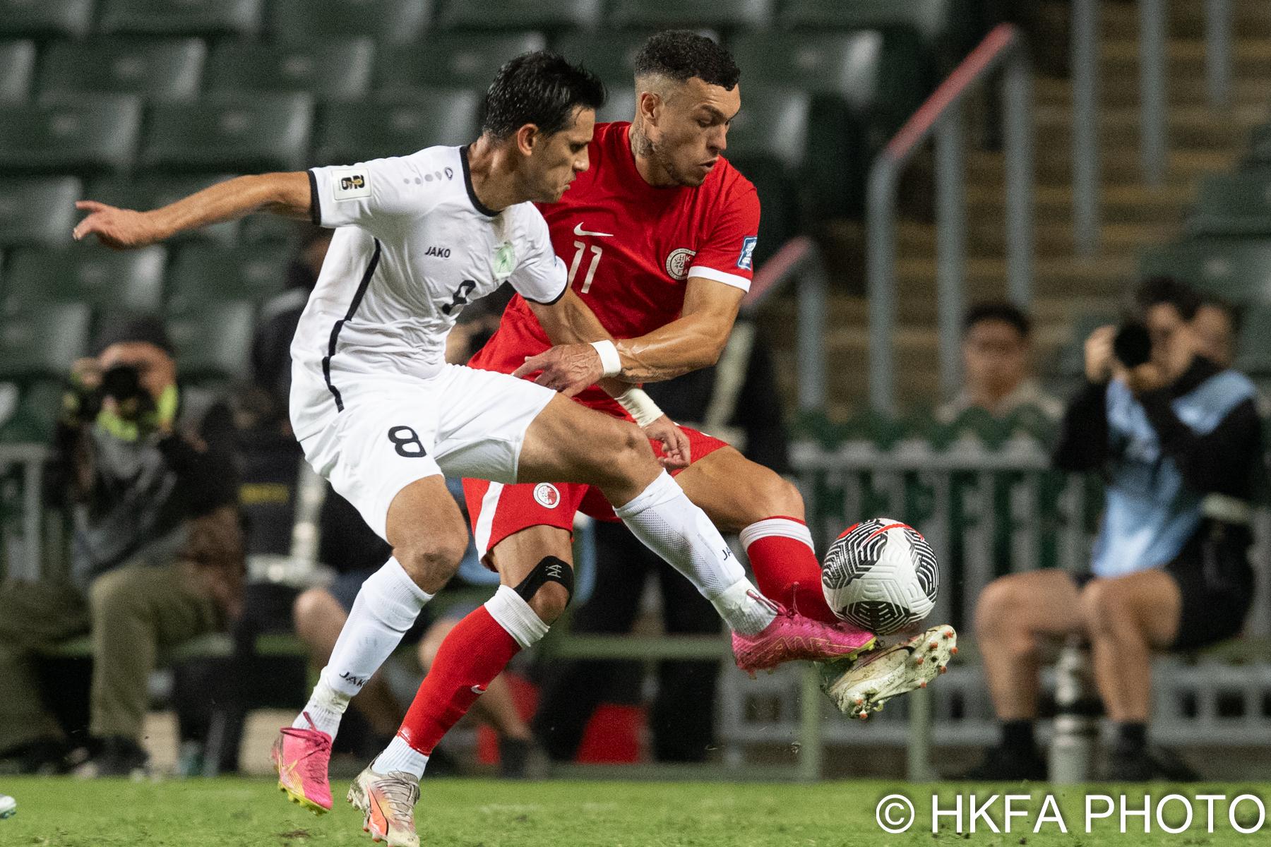 艾華頓今仗為港隊取得1個入球。(香港足總圖片)