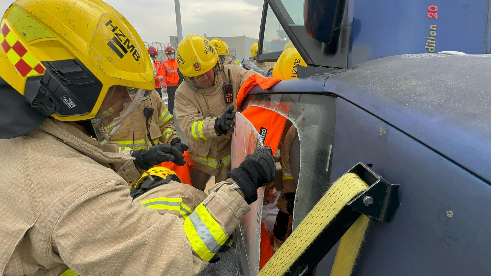 消防處於港珠澳大橋進行粵港澳聯合演練 提升聯合應對突發事故能力