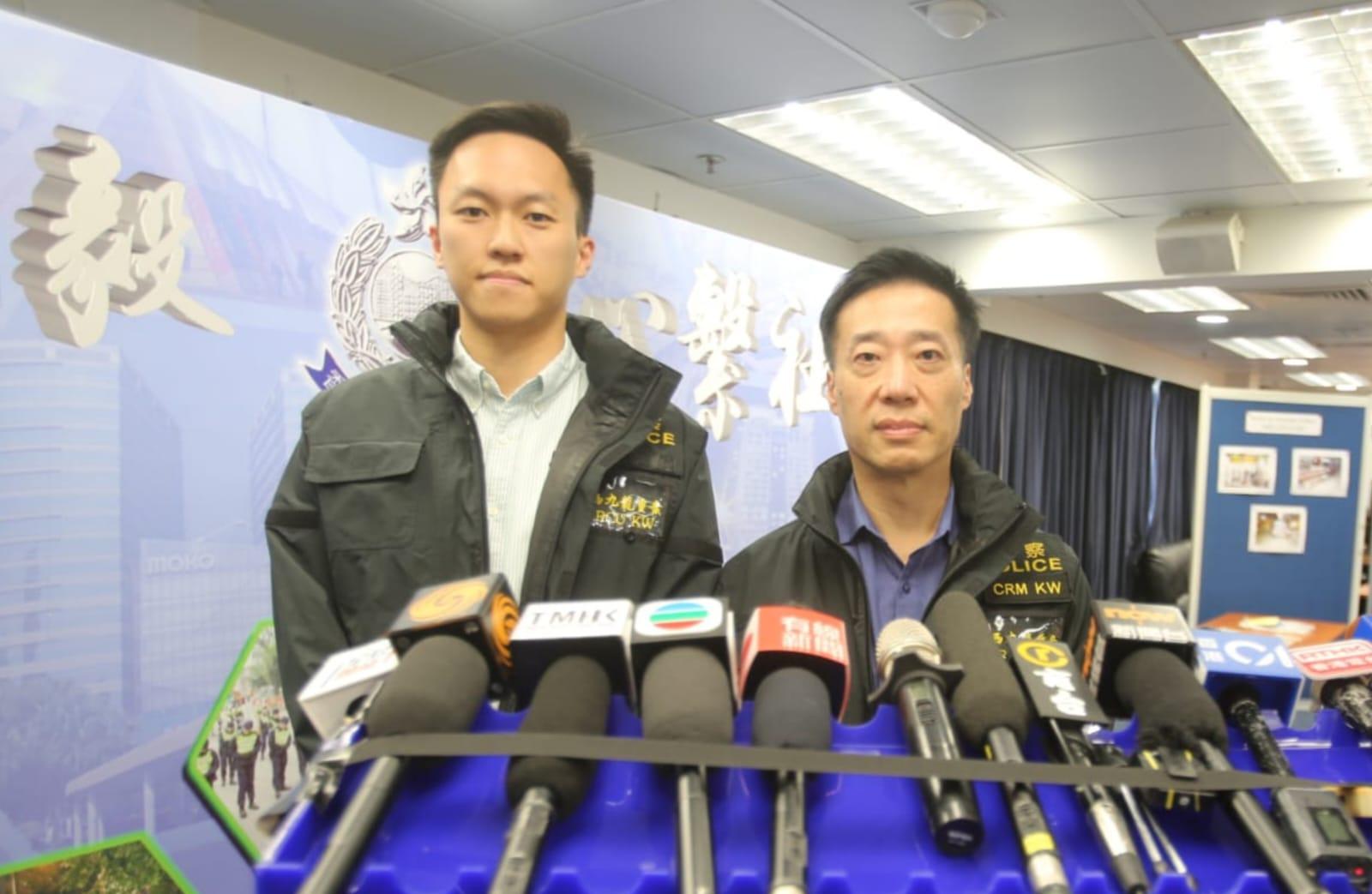 西九龍總區重案組警司鍾雅倫及高級督察林子鎌交代案情。