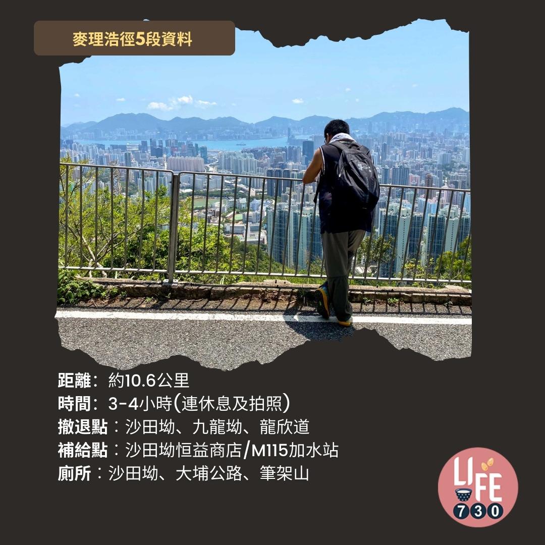 麥理浩徑5段行山路線(am730製圖)