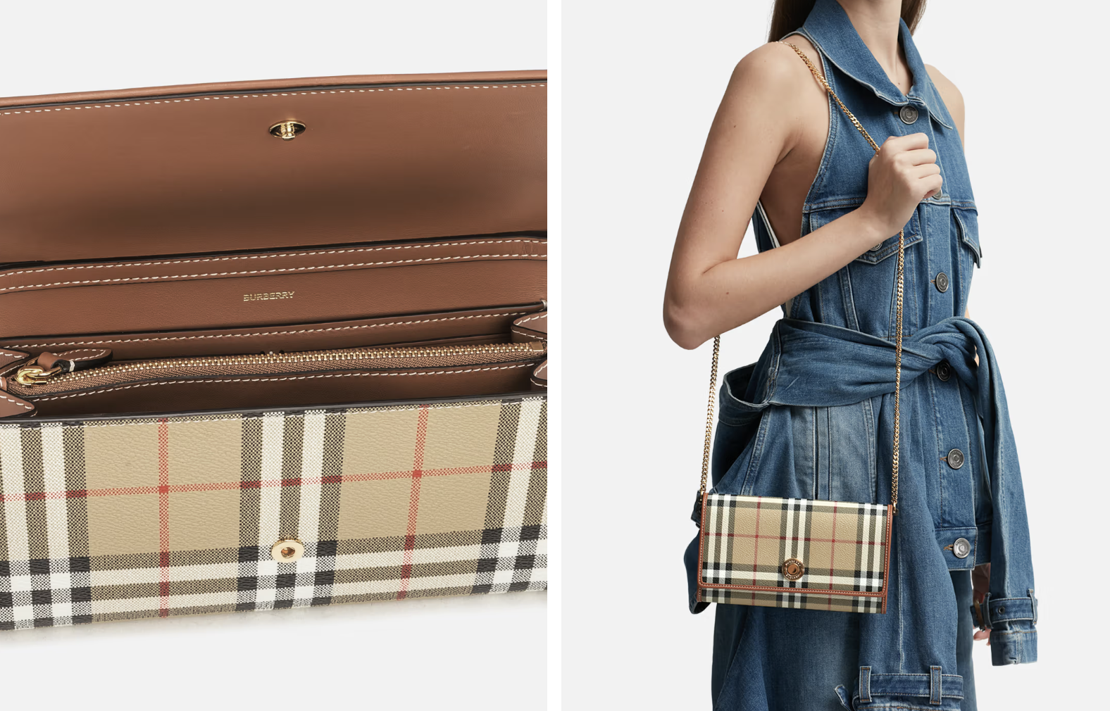 Black Friday優惠2023|Burberry CHECK WALLET WITH CHAIN STRAP 特價:$4,800;原價:$8,500