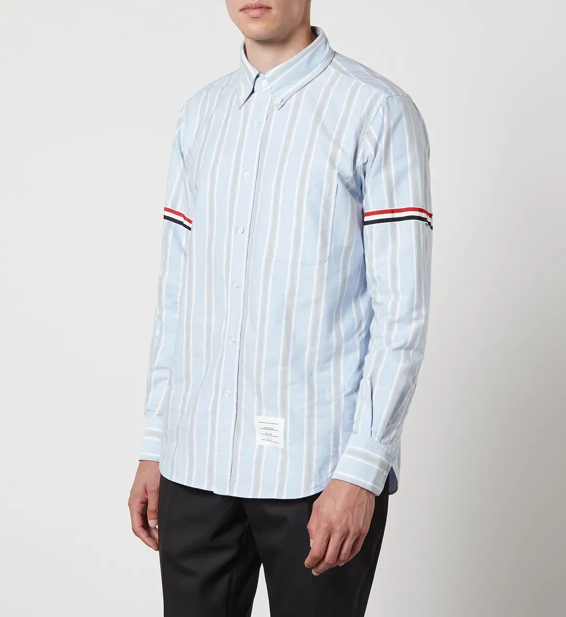 雙11優惠2023|Thom Browne Straight Fit Striped Oxford Striped Shirt 特價:$4,827;原價:$6,283