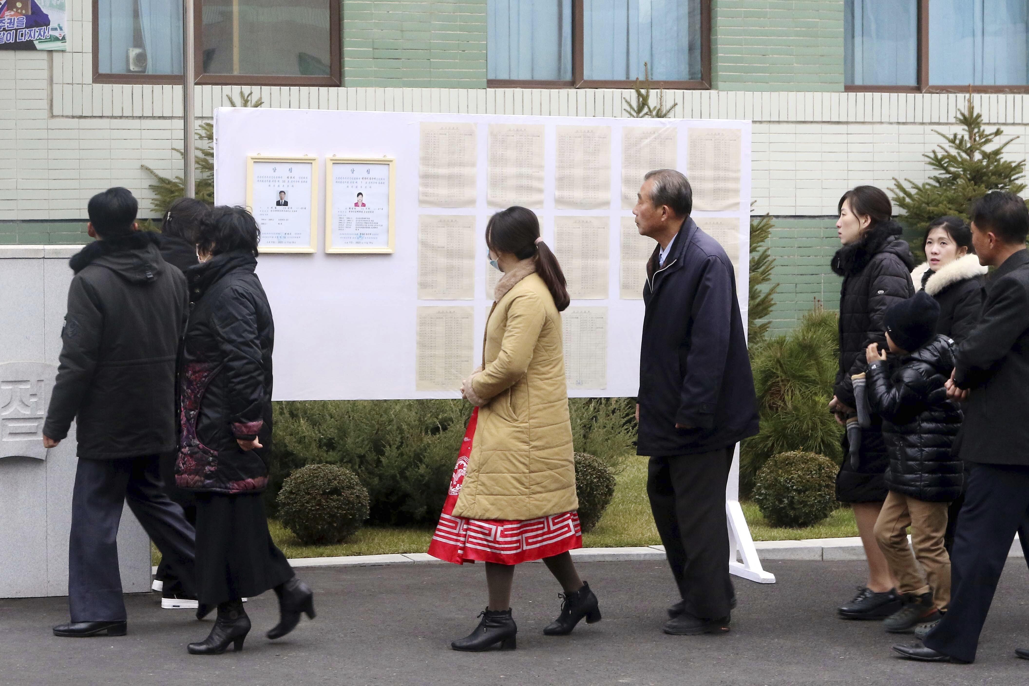 朝中社報道,今次選舉投票率99.63%。(美聯社)