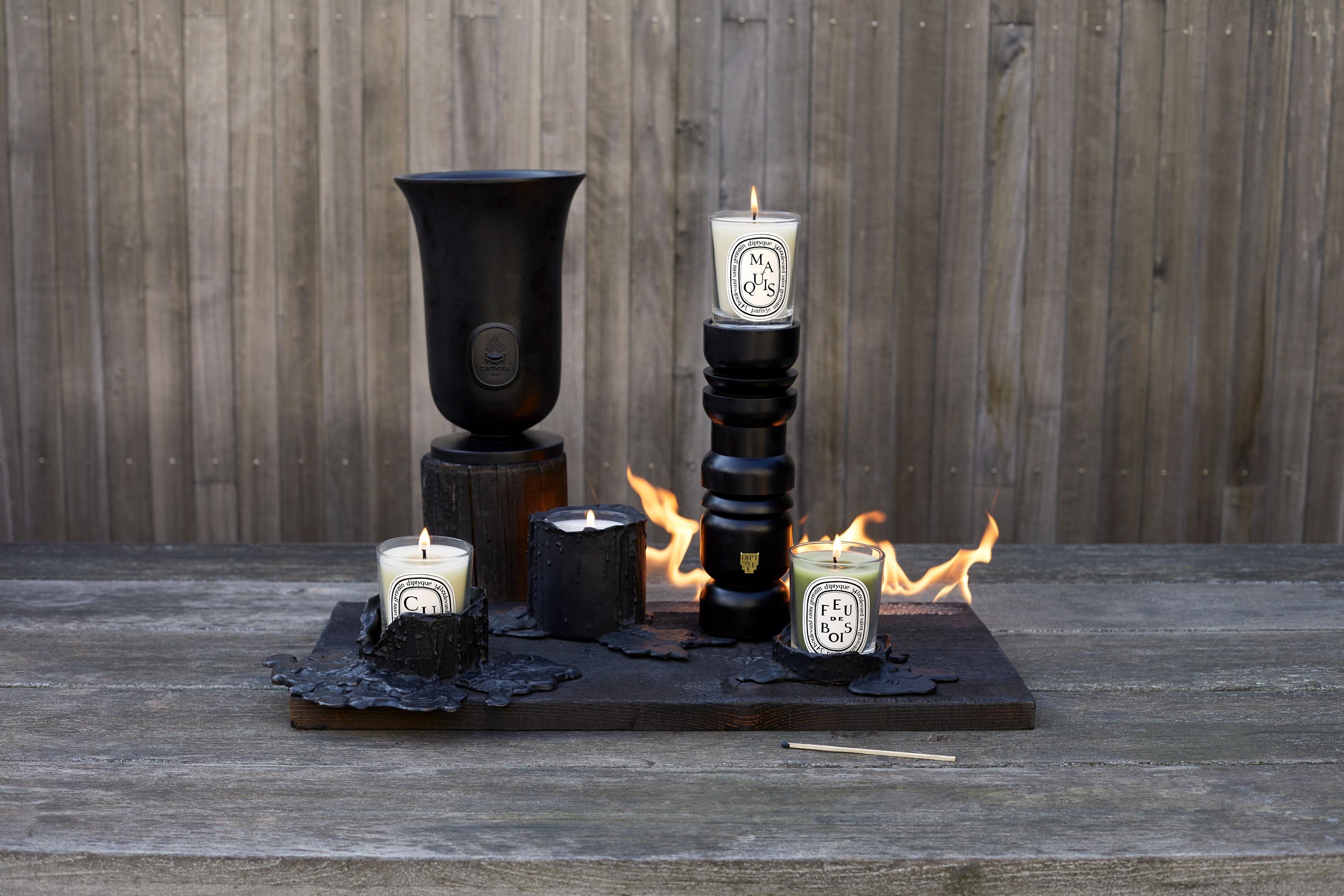 Diptyque Black Medicis Vase, Chess Candle Holder and Black Bronze Candle Holder