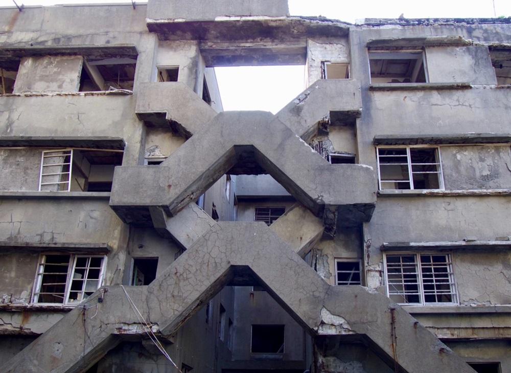 日本長崎軍艦島建築群。(X)