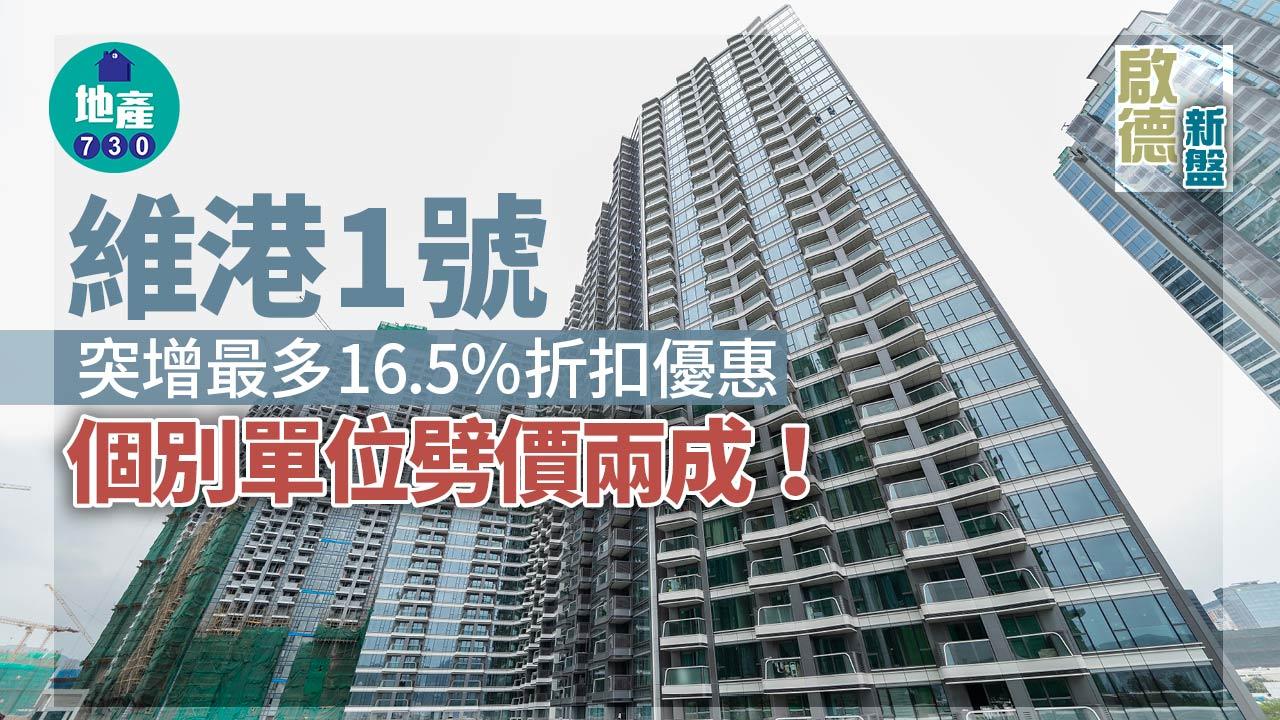 維港1號突增最多16.5%折扣優惠 個別單位劈價兩成|啟德新盤