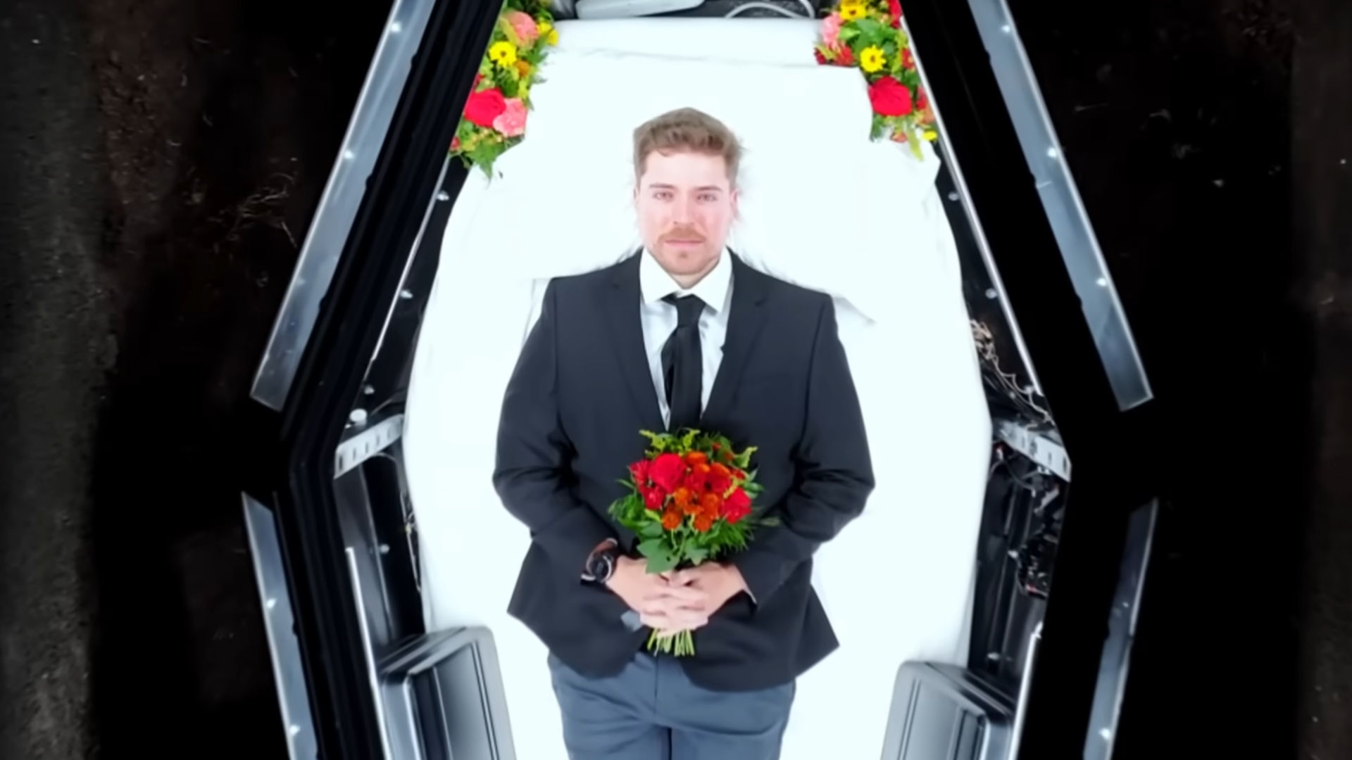 YouTuber「MrBeast」瞓棺材「活埋自己7日」打破自己紀錄。(MrBeast截圖)