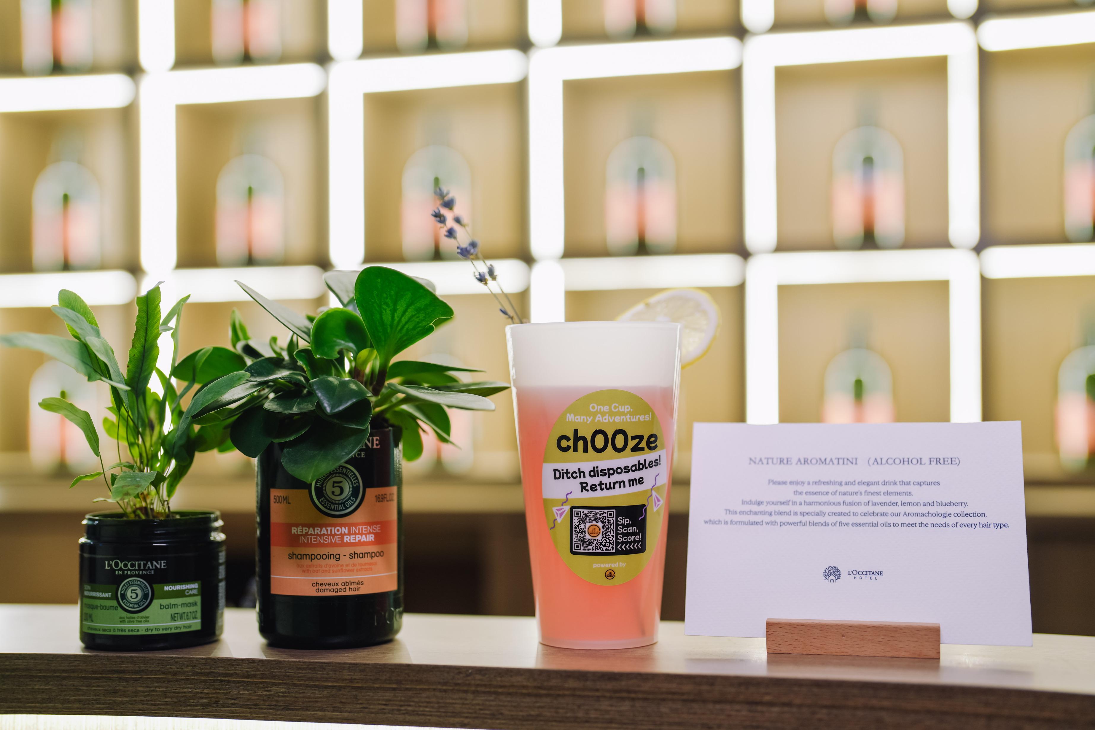 L‘OCCITANE HOTEL特意使用ch00ze.club提供的重用杯借還服務