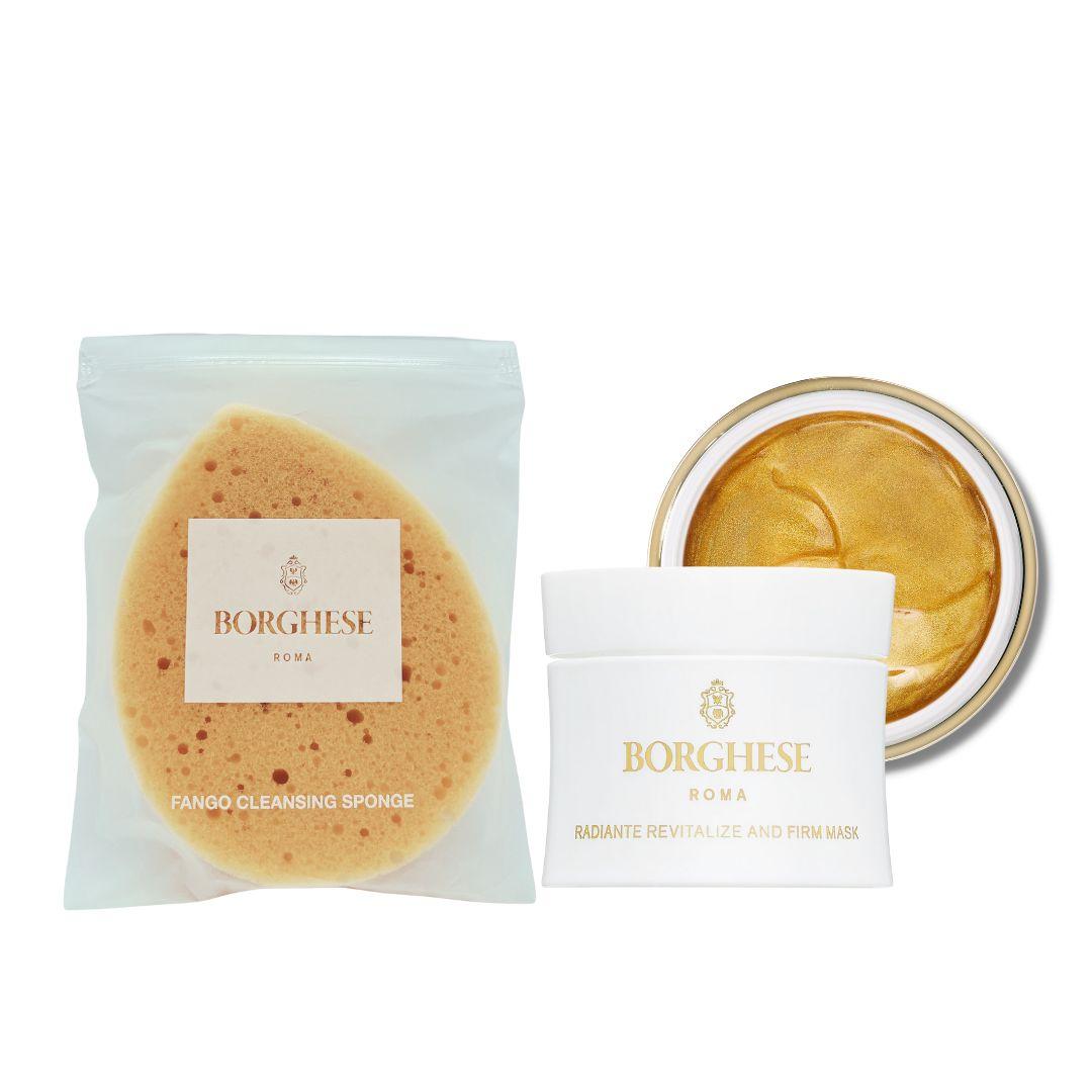 奢華鎏金面膜套裝乙份(價值$155)及鎏金煥彩緊緻面膜15g及溫和去角質潔膚海綿