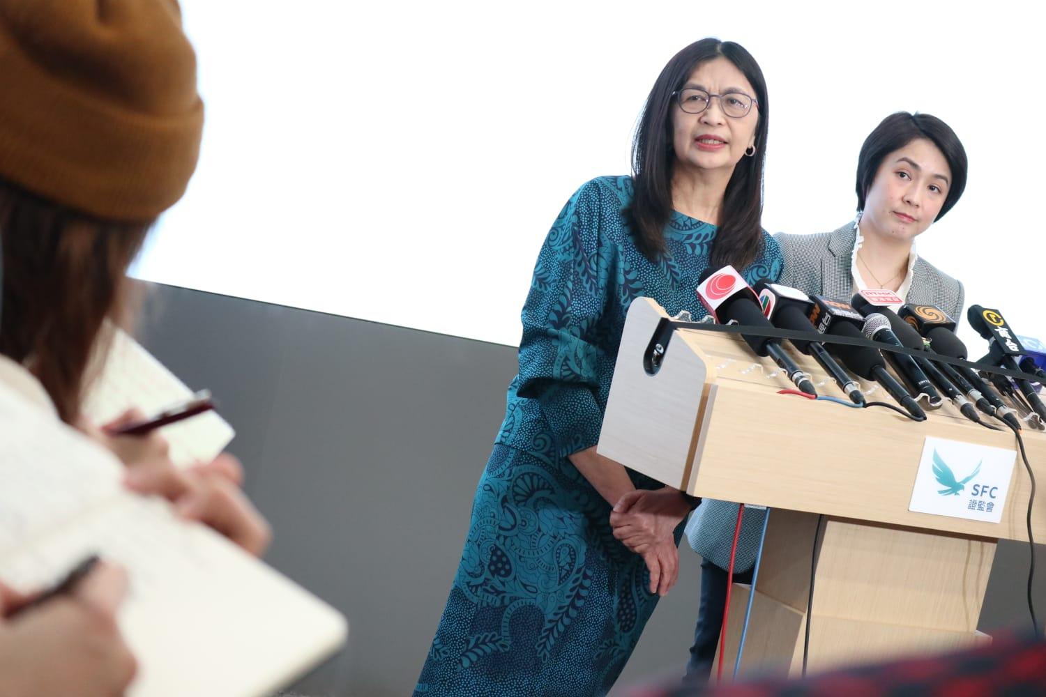 HOUNAX騙案|梁鳳儀:對騙案「零容忍」,重申現行法例證監會無權停止平台運作。(鍾式明攝)