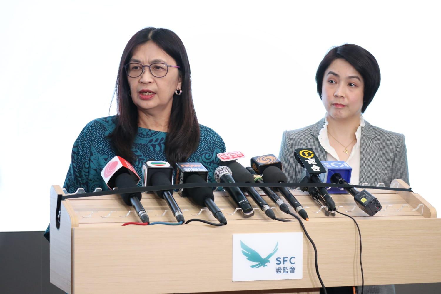 HOUNAX騙案|梁鳳儀:對騙案「零容忍」,重申現行法例證監會無權停止平台運作。(鍾式明攝)