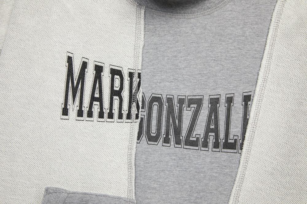 Sweatshirt - Women - HK$850|以時下人氣的古著再造為創作靈感,小立領的女裝衛衣利用三本縫針的懷舊細節,以拼貼形式突顯設計的層次質感;配搭左右不對稱的裁剪,貫徹MARK GONZALES不落俗套的設計風格。