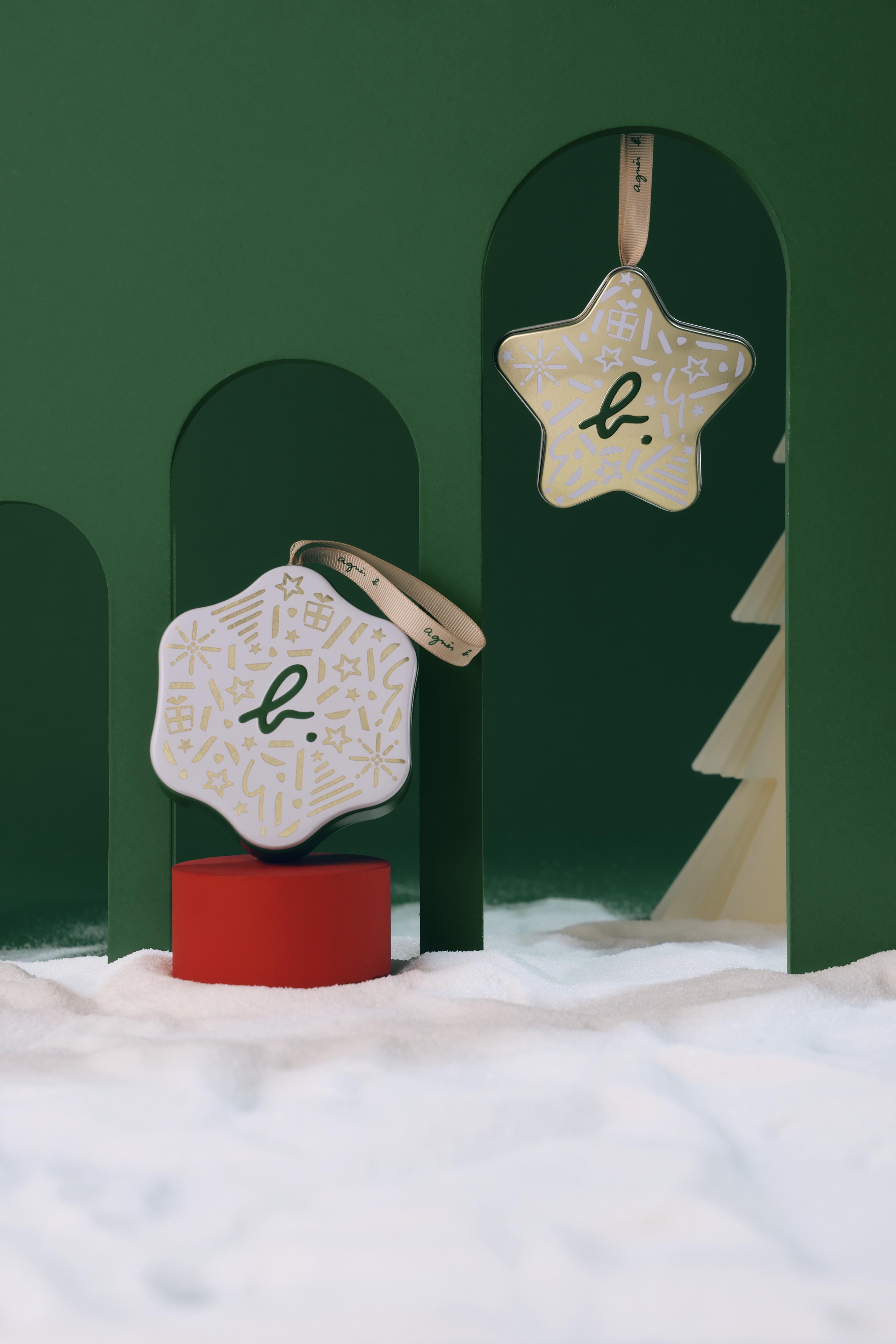 聖誕禮物2023|agnès b. CAFÉ & FLEURISTE 聖誕星掛飾禮盒($150) 及 聖誕雪花掛飾禮盒 ($190)