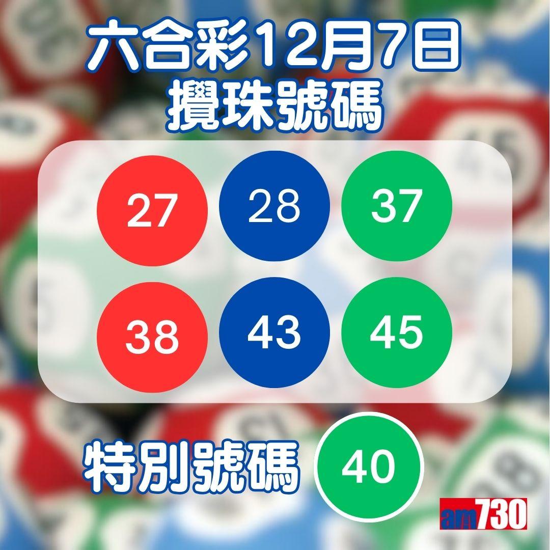 六合彩結果,2023年12月7日攪珠(am730製圖)
