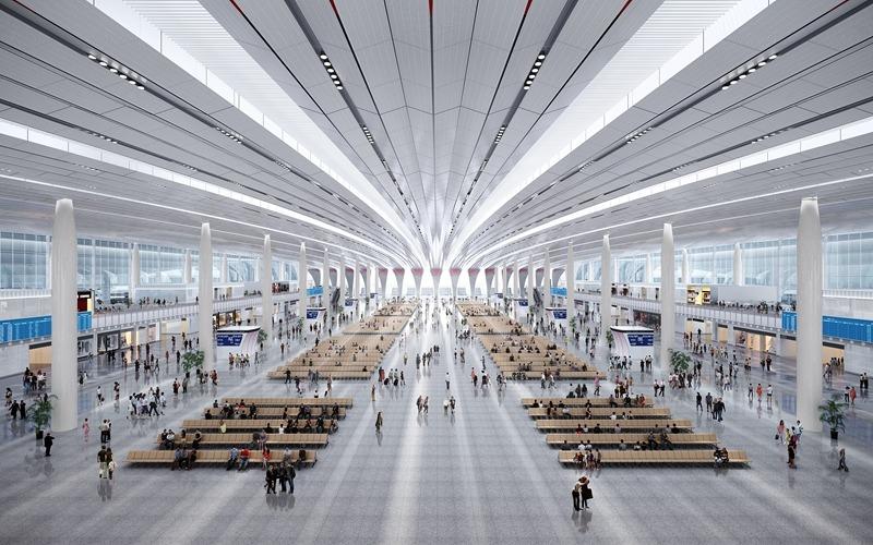廣州白雲站候車室效果圖。(圖片來源:中鐵建工集團)