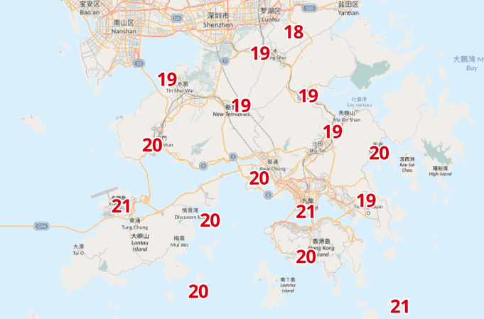 天文台預料香港周二(12月5日)天氣約在20度左右。(天文台網頁截圖)