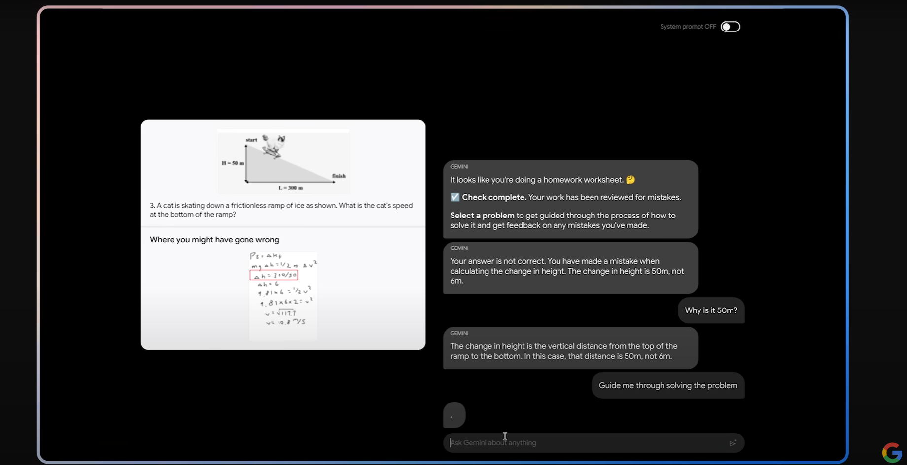 Gemini識計數,知道圖中算式啱唔啱。(互聯網)