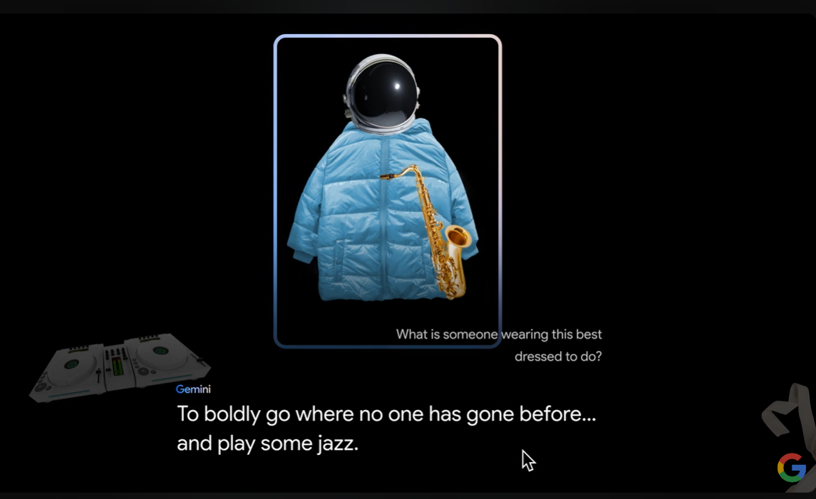 Gemini識理解服裝,如問它圖中「九唔搭八」的打扮是要做甚麼,它也嘗試回答。(互聯網)