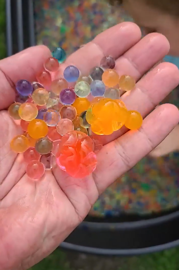 水珠吸水後會發大,色彩斑斕似足啫喱糖。(互聯網)