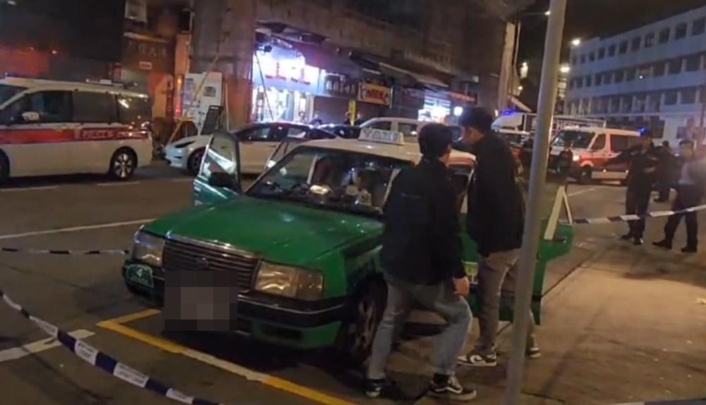 元朗1男2女的士內爭執,男子遭利器刺死。(電視截圖)