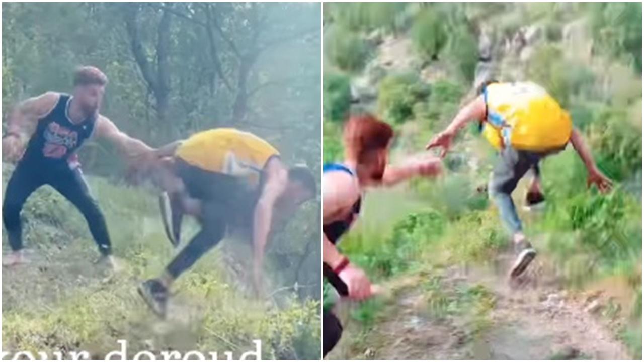 隊友來不及拉住,Hussein當場往前「衝下懸崖」。(X)