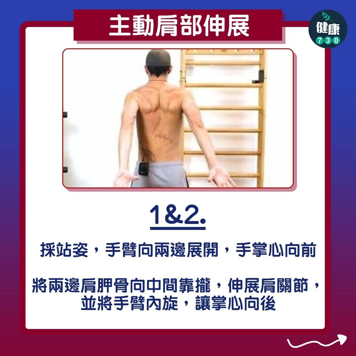 膊頭痛紓緩|肩部活動範圍練習(am730製圖)