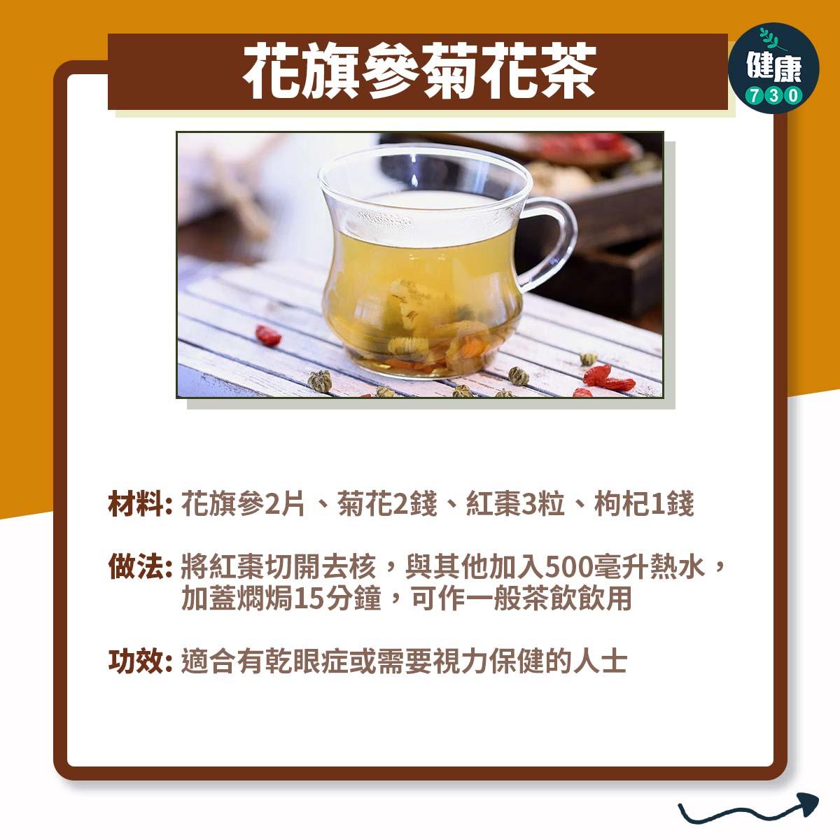 花旗參功效多,禁忌是不要與蘿蔔同吃,食譜有花旗參菊花茶等(am730製圖)