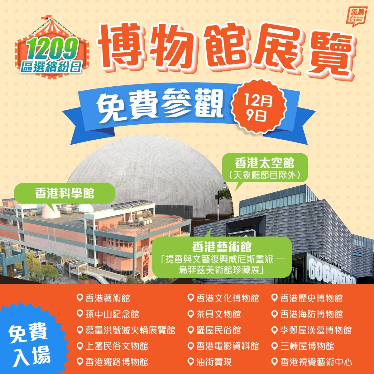 區選繽紛日,多間博物館免費參觀(添馬台fb)