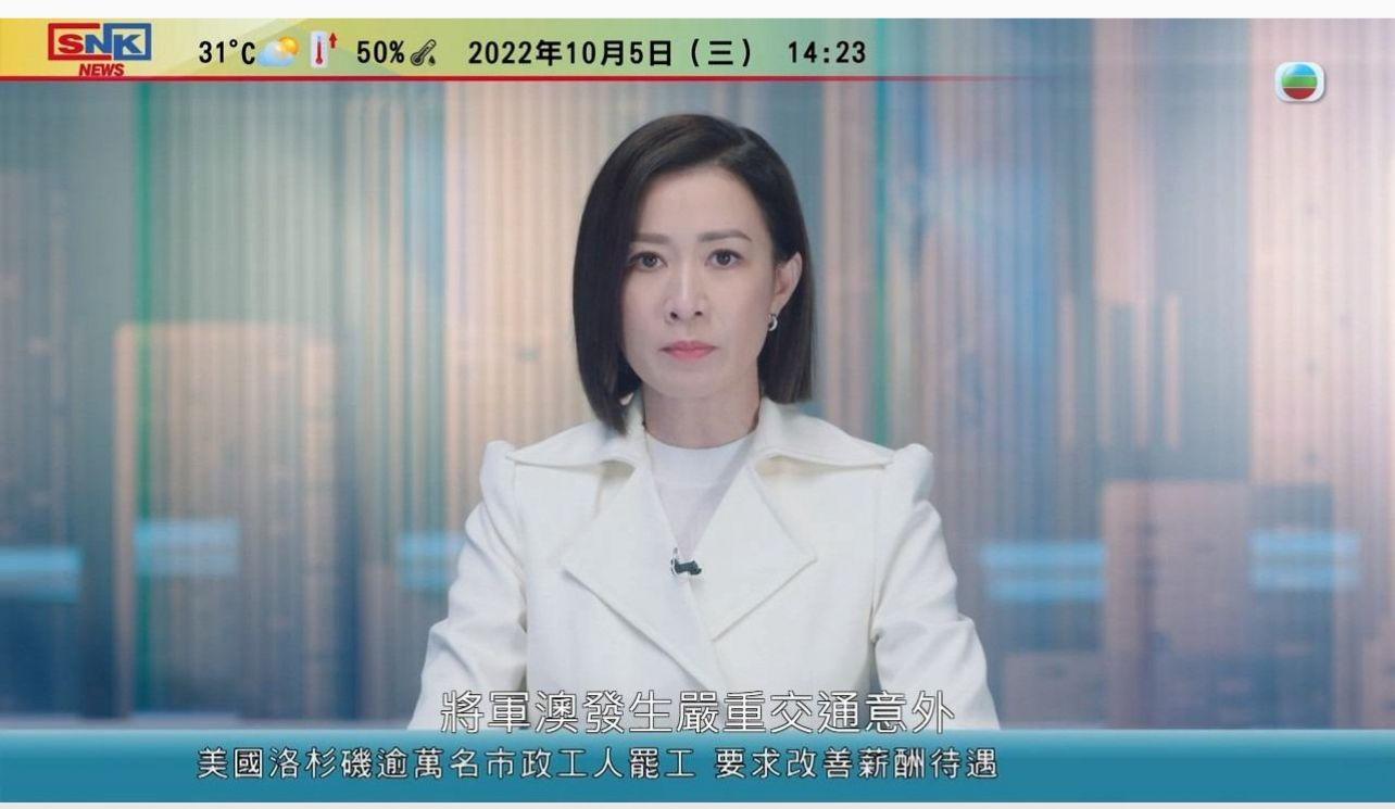 佘詩曼在《新聞女王》演主播Man姐入型入格,事前下了不少功夫。(林俊源攝)