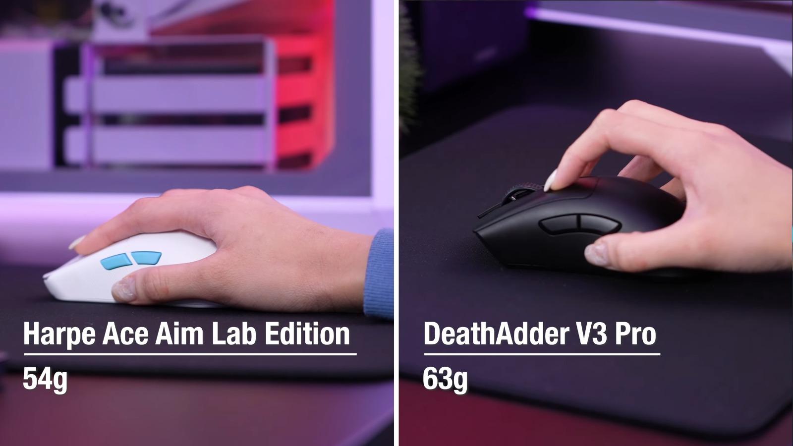 輕量化無線電競滑鼠評測|DeathAdder V3 Pro 63g Harpe Ace Aim Lab Edition 54g 相差9g