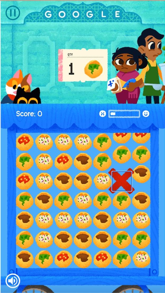 Google小遊戲 3.印度街頭小食—Pani Puri 玩家協助街頭小販團隊完成帕尼普里訂單