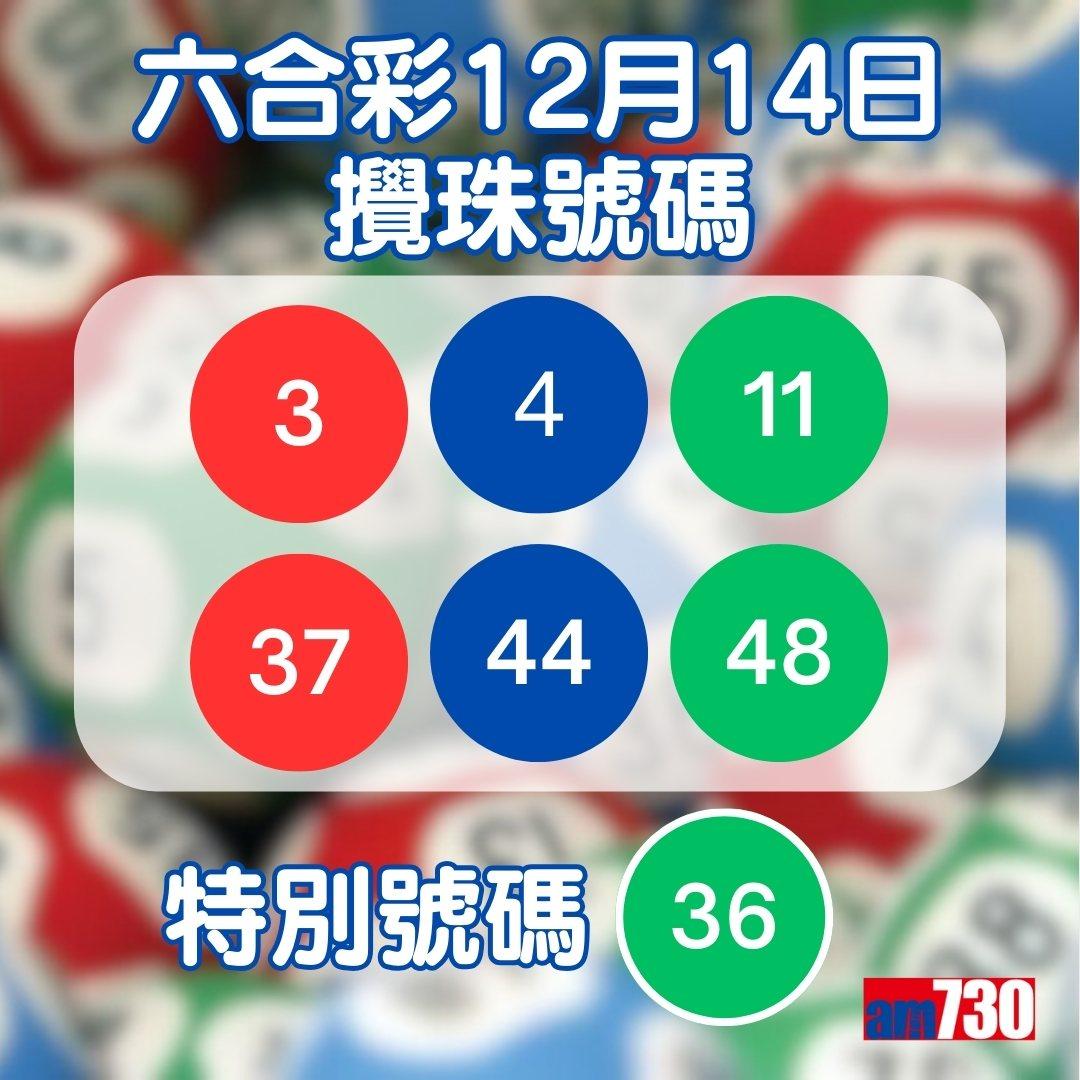 六合彩結果,2023年12月14日攪珠(am730製圖)