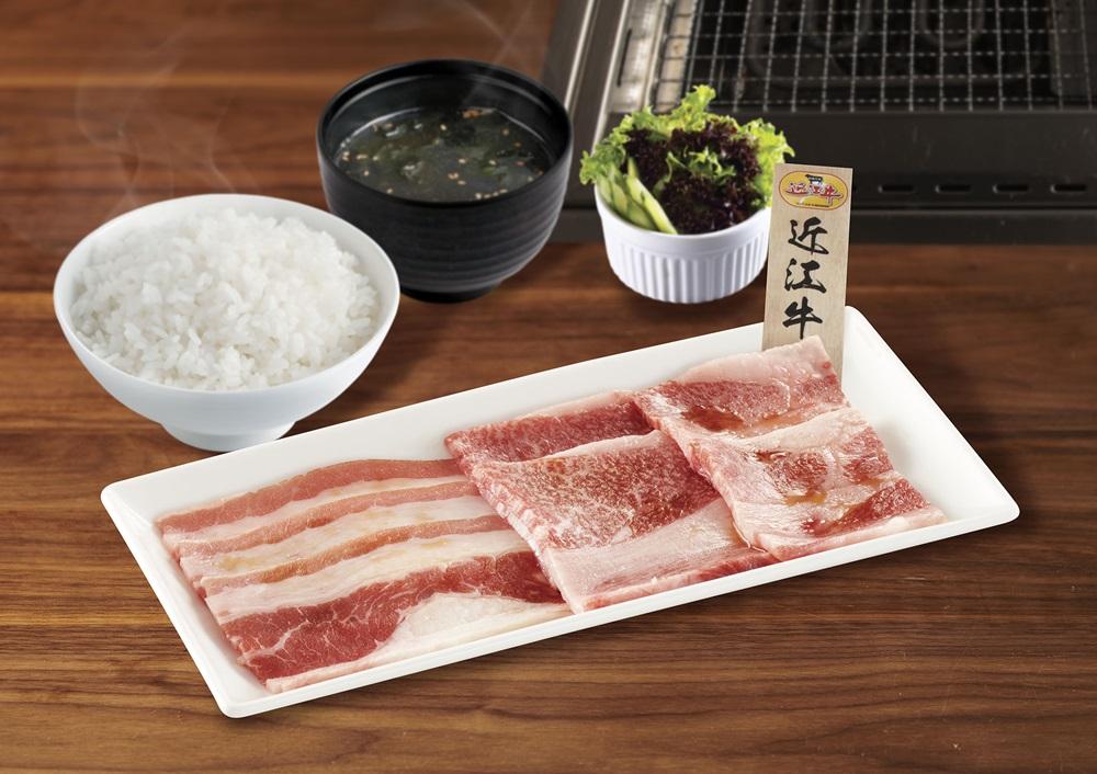 「近江牛套餐」(特選近江牛及美國牛五花)|港幣$128(100g)