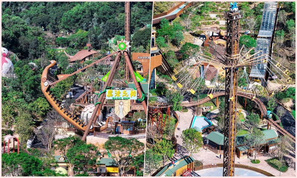 全亞洲最大的海盜船,以及俗稱「跳樓機」的機動遊戲,都挑戰你的膽量。(圖片來源:視覺中國)