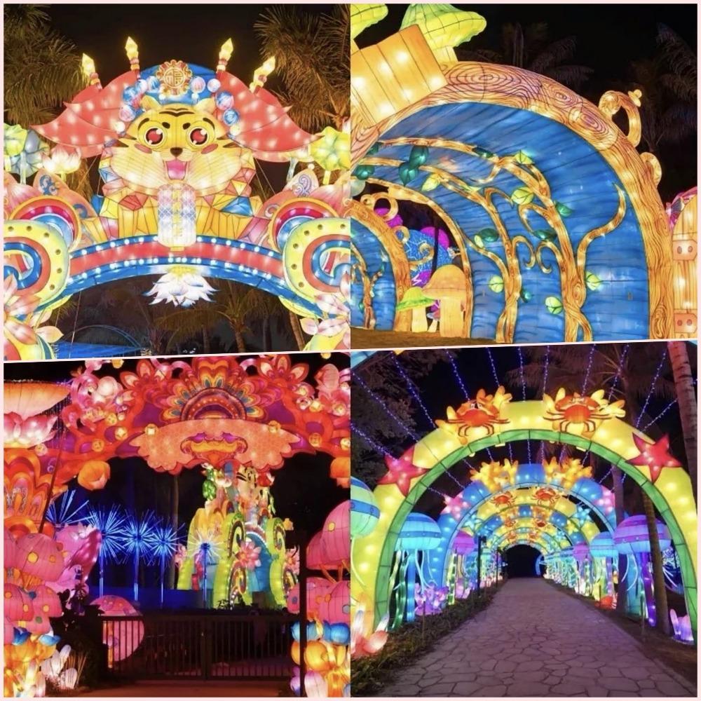 在椰林沙灘上,龍的裝置特別多,燈光閃閃很有生氣。(圖片來源:深圳旅遊博主@小紅書)