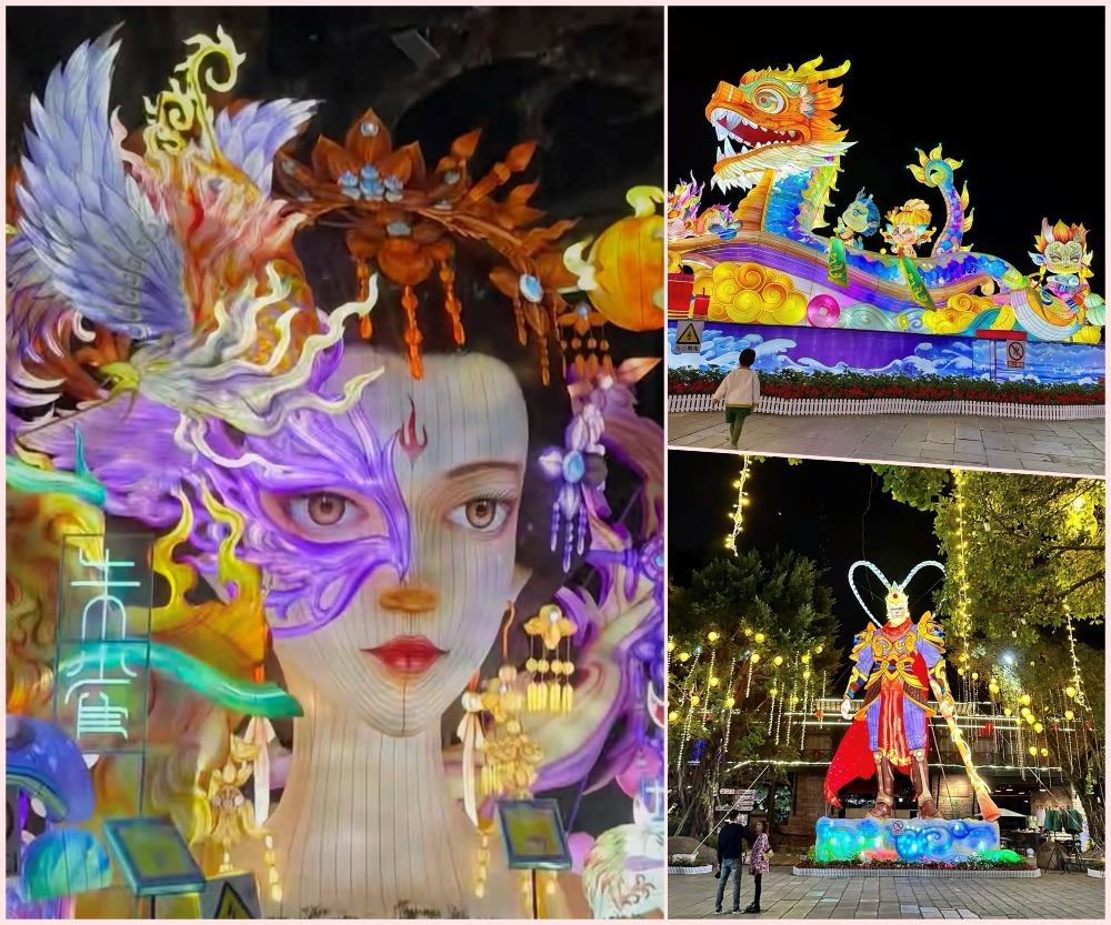 在錦繡中華民俗文化村內,今年自貢燈藝人繼續打造精品花燈,美侖美奐。(圖片來源:花腳貓summer@小紅書)