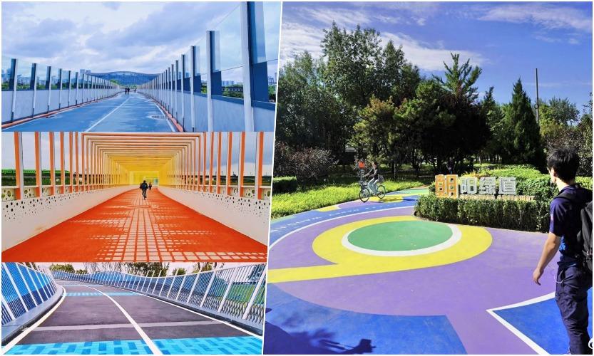 中國各地應建設綠道4,000公里,目前已開工近3,000公里。圖為成都天府綠道(左)及北京朝陽綠道(右)。(網上圖片)