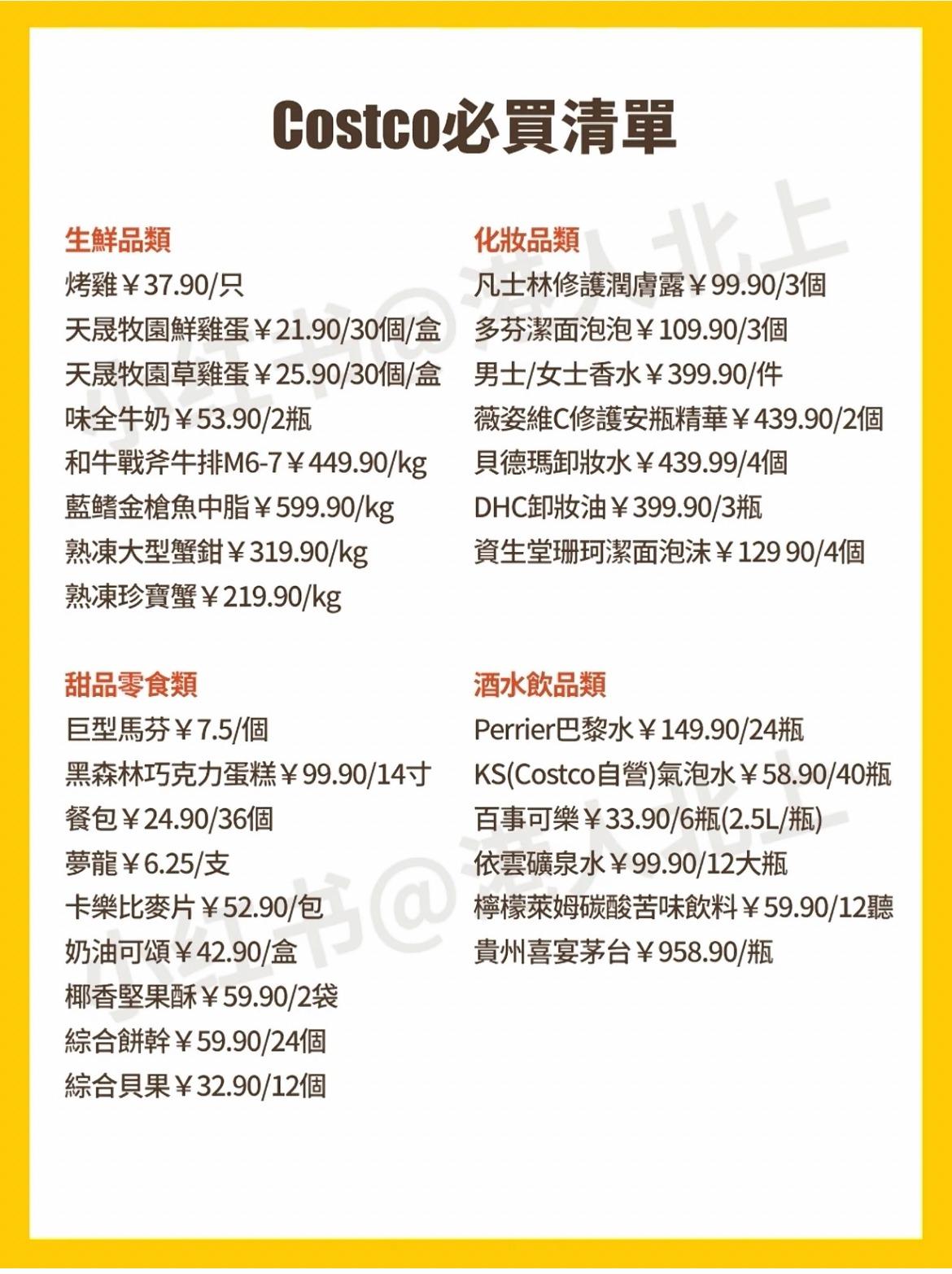 有代購群主分享在深圳Costco的又平又抵的必買產品。(圖片來源:港人北上@小紅書)