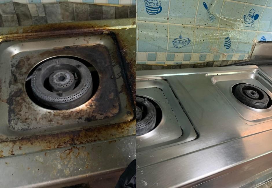 家居10大難抹地方 以洗面乳將爐頭的陳年油污清潔得乾淨。(FB/美妝界的尖叫雞-G老闆編哥)