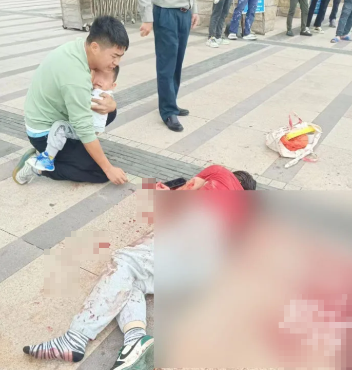 孩子目睹整個案發過程,嚇得大哭。高男看到妻子躺在地上,全身是血