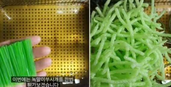 南韓社交平台近期掀起吃「油炸環保牙籤」風潮,不少網民將環保牙籤放至油鍋炸至酥脆「即炸即食」,並分享試食感想。