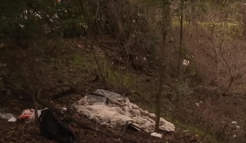 警方事後表示,所發現的男子原來是德牧的主人,男子遺體旁有背包與防水布等物品,判斷死亡時間已超過一個星期。(YouTube)