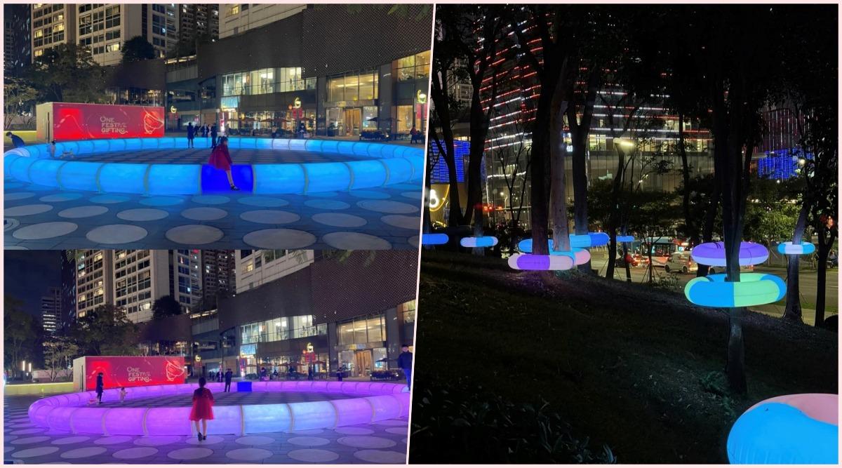 福田區節日大道上的巨型環形裝置,可以當休閒座椅,打卡拍片都別具效果。(網上圖片)