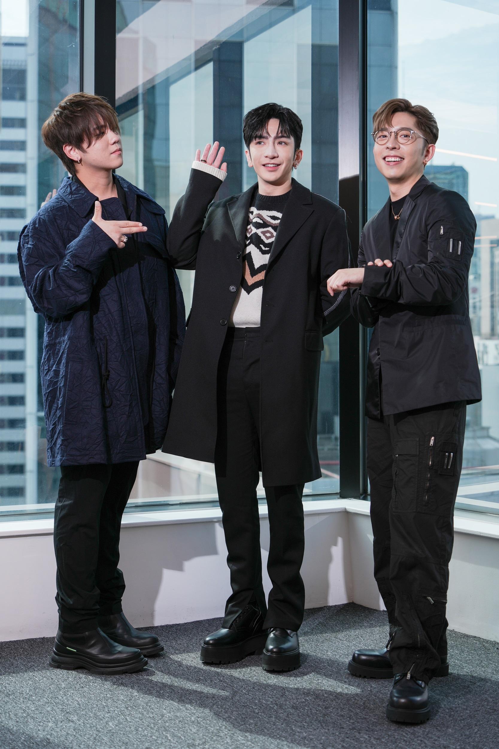 姜濤、Anson Lo和Edan在電影《盜月者》合作,3人希望粉絲別太計較戲份,專注於團隊合作的成品。(李睿哲攝)