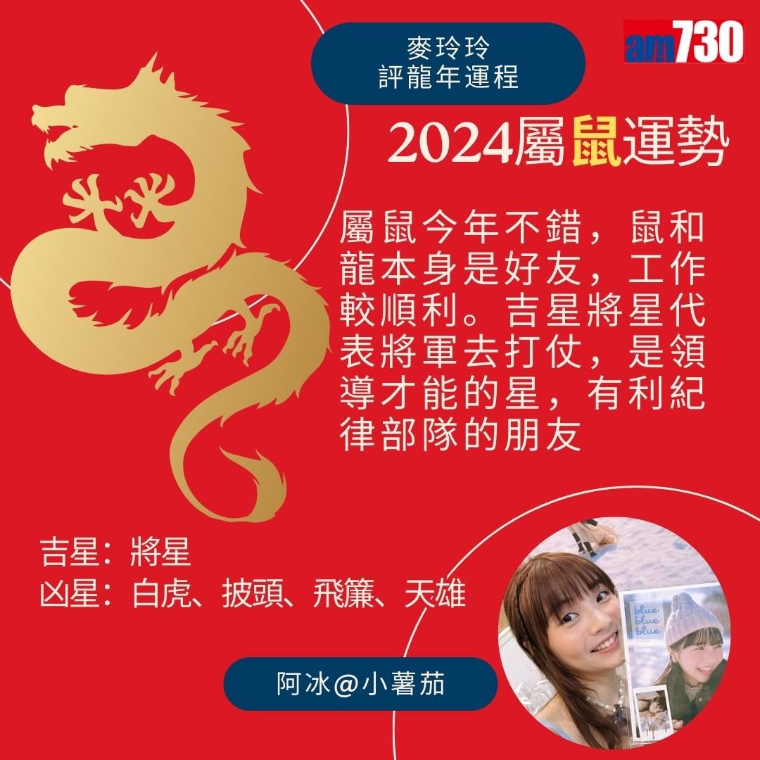 農曆新年2024|麥玲玲運程預測龍年運勢(am730製圖)