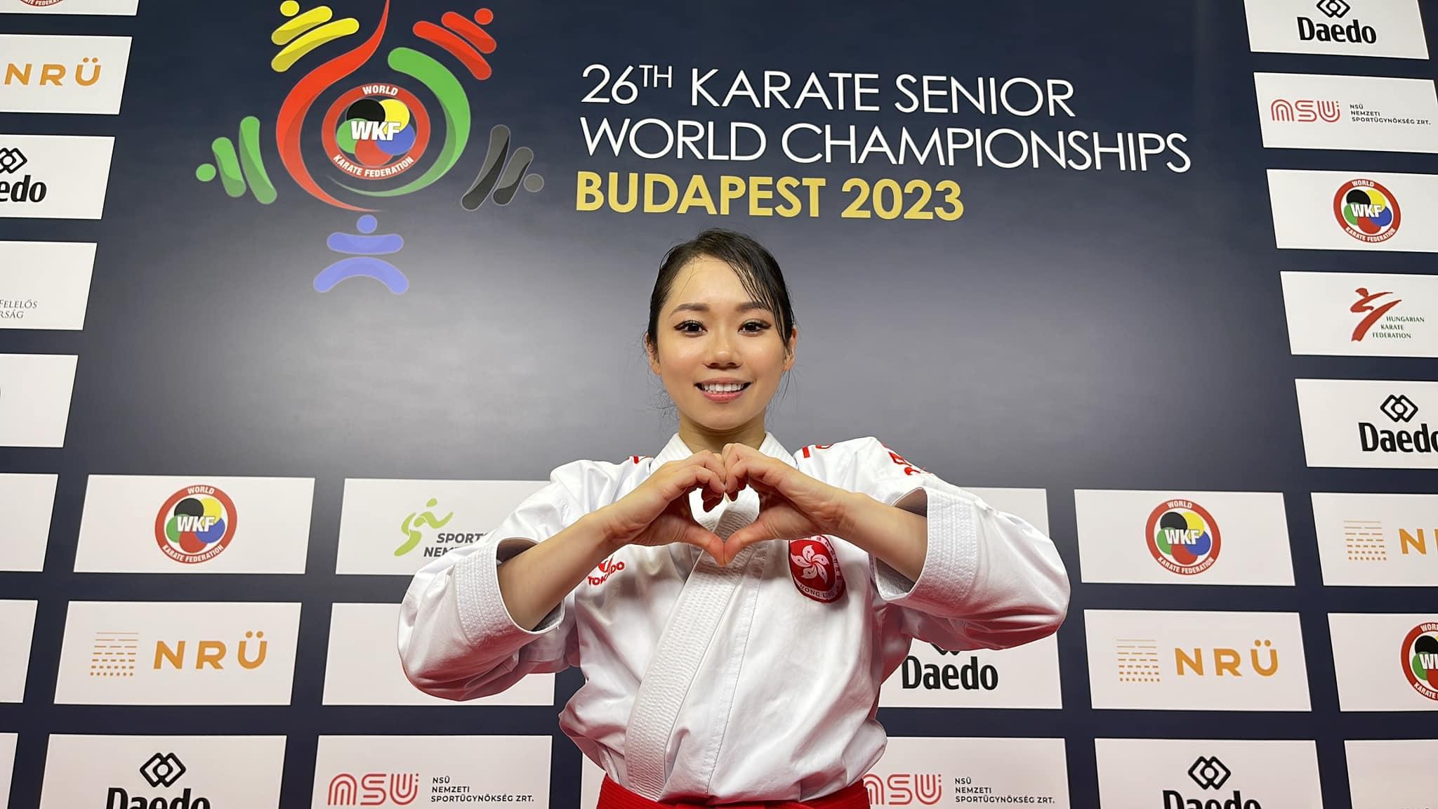 港隊空手道代表劉慕裳在女子個人形升上世界排名第一,是香港歷來首位登「世一」的空手道運動員。(劉慕裳FB)