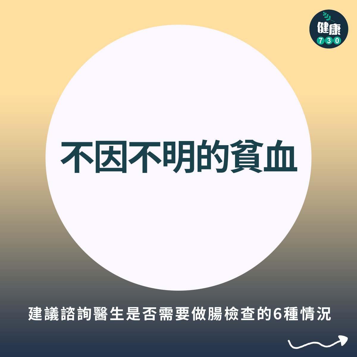 建議諮詢醫生是否需要做腸檢查的6種情況,包括大便帶血及便秘。(am730製圖)