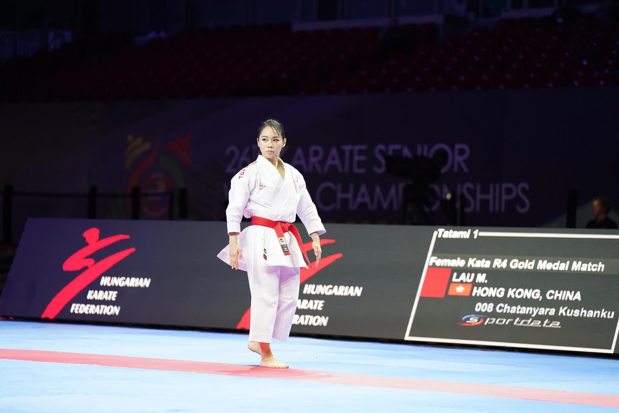 港隊空手道代表劉慕裳在女子個人形升上世界排名第一,是香港歷來首位登「世一」的空手道運動員。(劉慕裳FB)