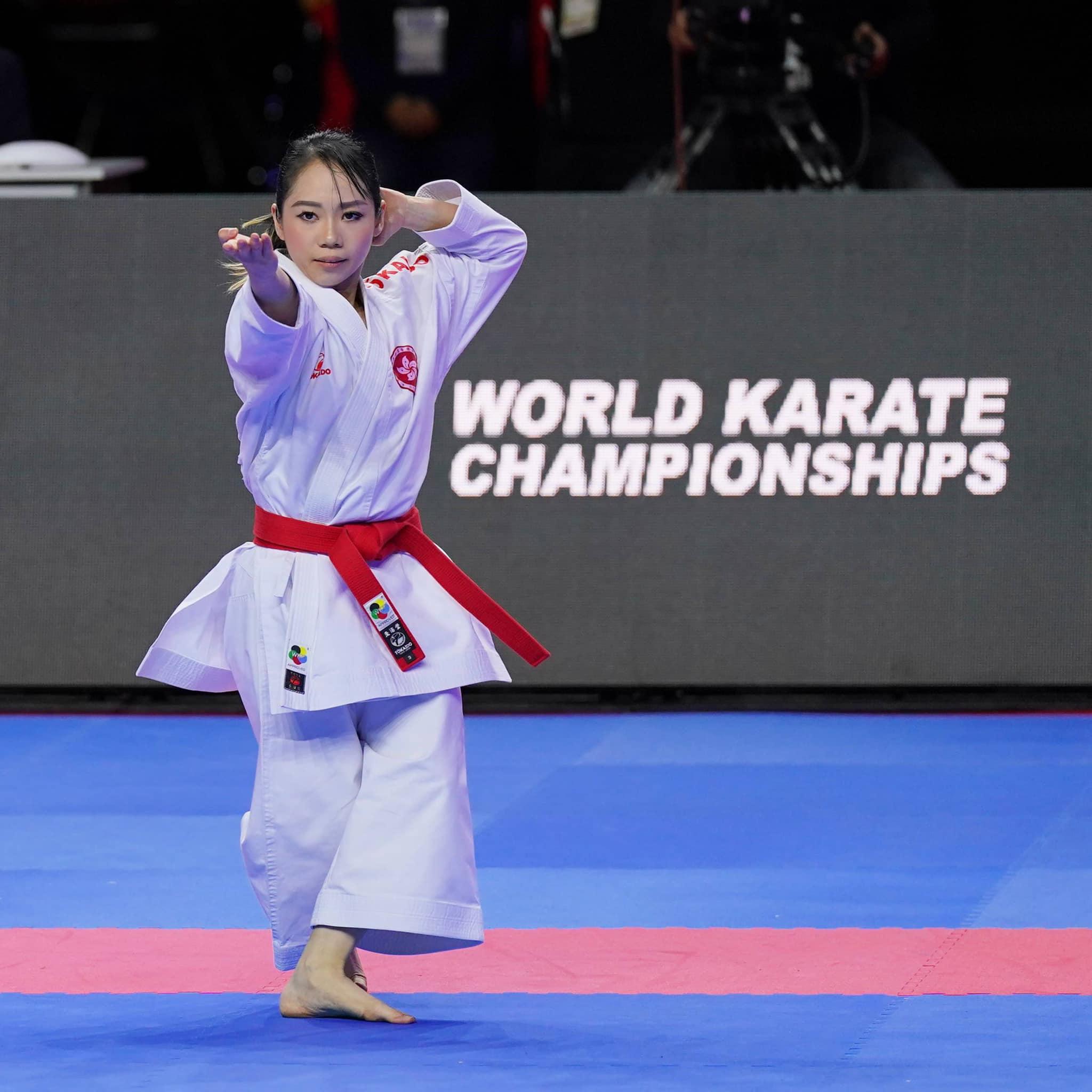 港隊空手道代表劉慕裳在女子個人形升上世界排名第一,是香港歷來首位登「世一」的空手道運動員。(劉慕裳FB)