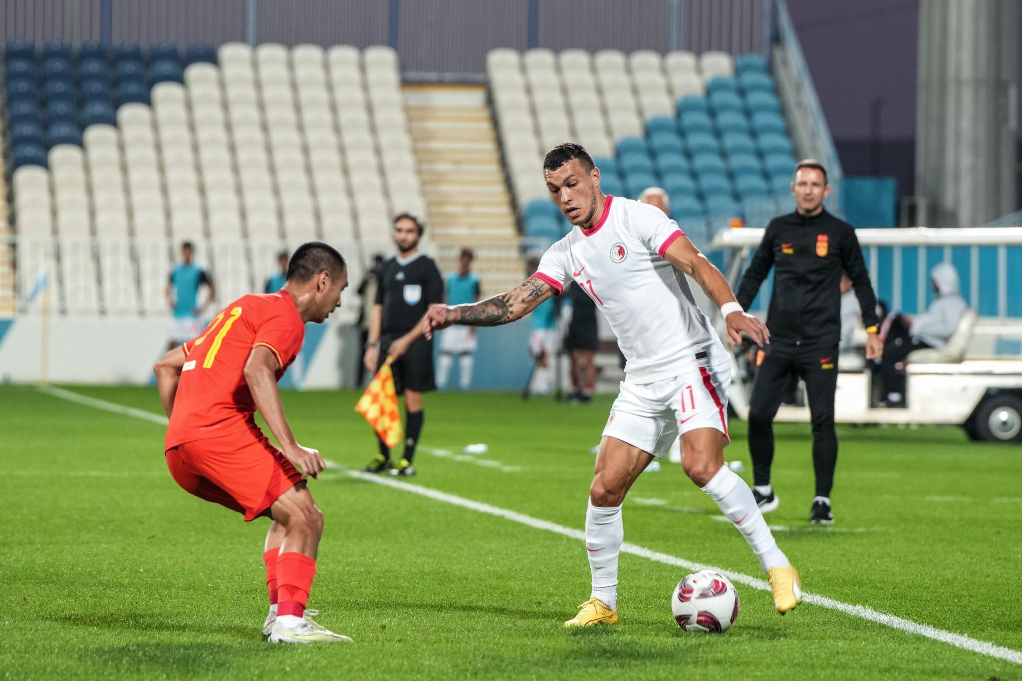 香港隊在阿聯酋閉門友賽擊敗國足。(香港足總圖片)